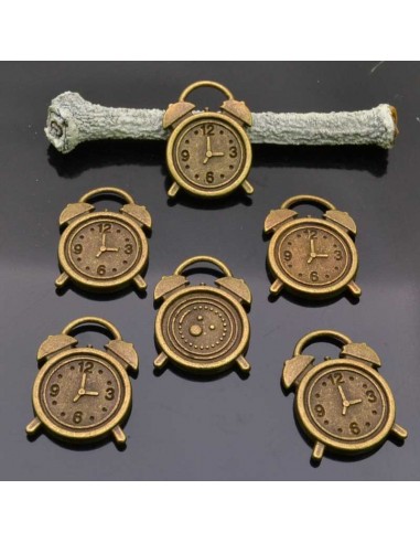 Ciondoli orologio in metallo bronzo 14x18 mm 6pz Gioie d'Oriente