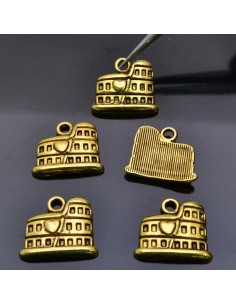 Ciondoli Colosseo in metallo oro 14x16 mm 5pz Gioie d'Oriente