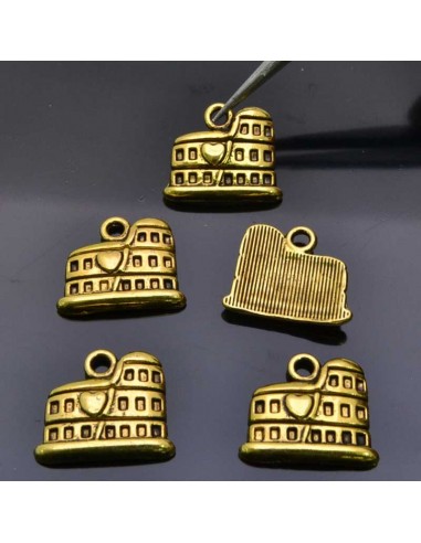 Ciondoli Colosseo in metallo oro 14x16 mm 5pz Gioie d'Oriente