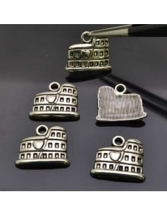 Ciondoli Colosseo in metallo argento rodio 14x16 mm 5pz Gioie d'Oriente