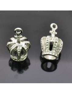 Ciondoli corona in metallo argento 12x22 mm 2pz Gioie d'Oriente
