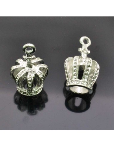 Ciondoli corona in metallo argento 12x22 mm 2pz Gioie d'Oriente