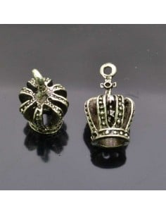 Ciondoli corona in metallo argento 12x22 mm 2pz Gioie d'Oriente