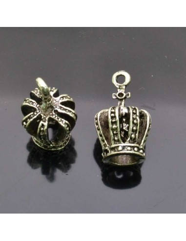 ciondolo corona PENDENTE charms corona argento 12x22 mm 2pz per bigiotteria
