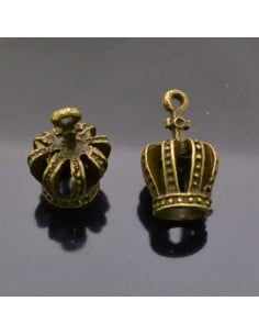 Ciondoli corona in metallo bronzo 12x22 mm 2pz Gioie d'Oriente