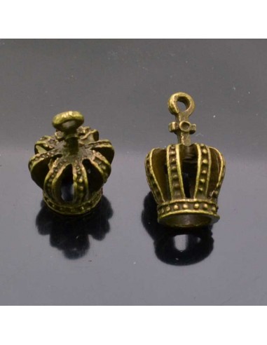Ciondoli corona in metallo bronzo 12x22 mm 2pz Gioie d'Oriente