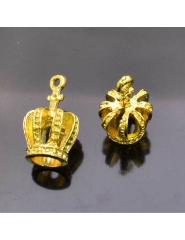 ciondolo corona PENDENTE charms corona oro 12x22 mm 2pz per bigiotteria
