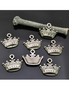 Ciondoli corona in metallo argento rodio 15x18 mm 8pz Gioie d'Oriente