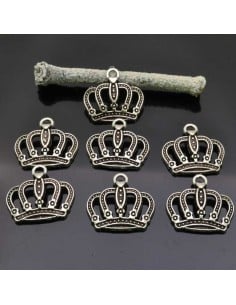 Ciondoli corona in metallo argento 16x18 mm 7pz Gioie d'Oriente